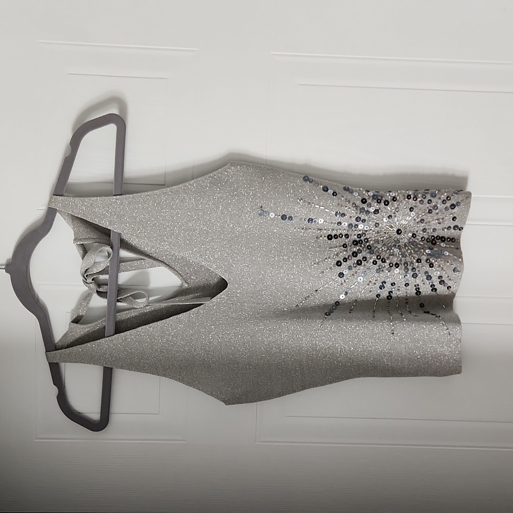Gorgeous beaded silver knitted top